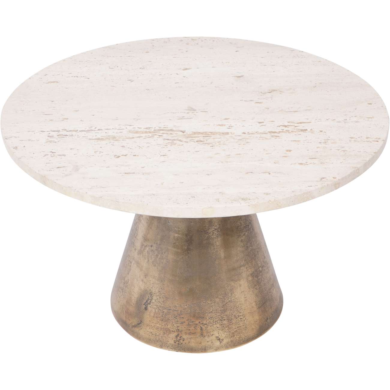 Clifton II Antique Brass & Cream Travertine Coffee Table Small